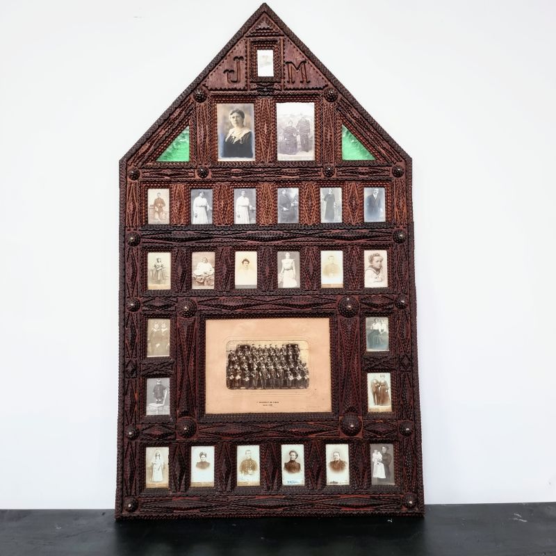 Large tramp art frame circa 1900