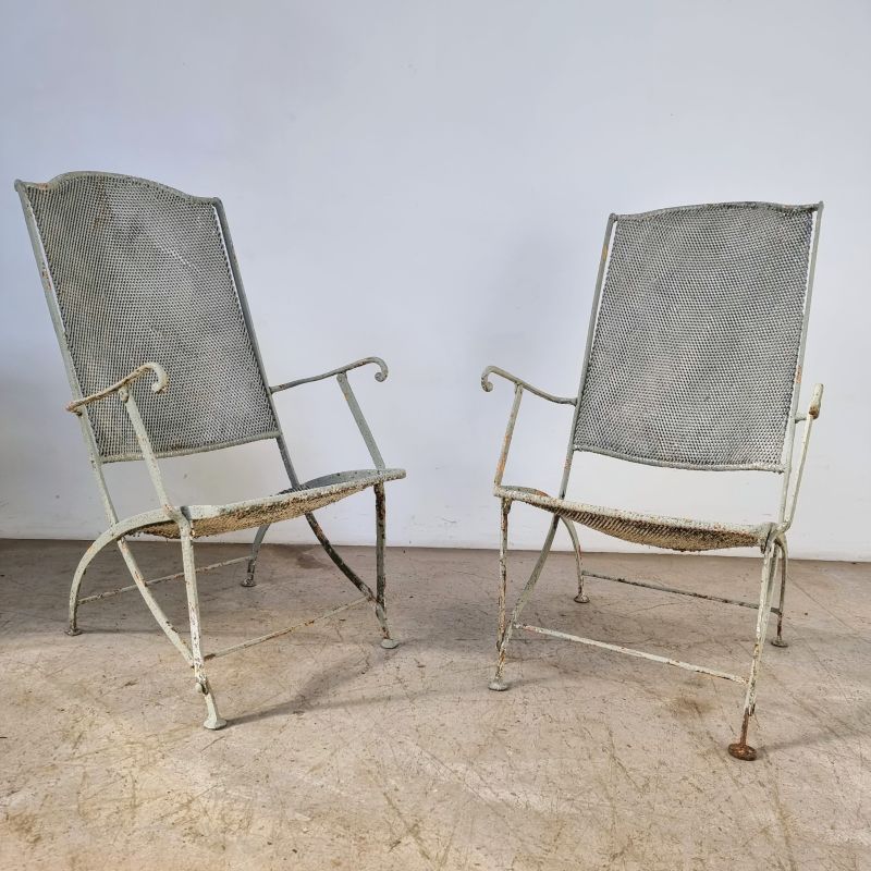 Nice pair of wire mest garden chairs circa 1900