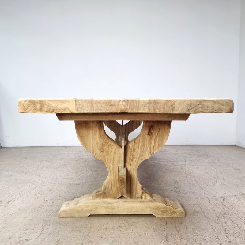 Large bleached oak monastery table. Alternate view
