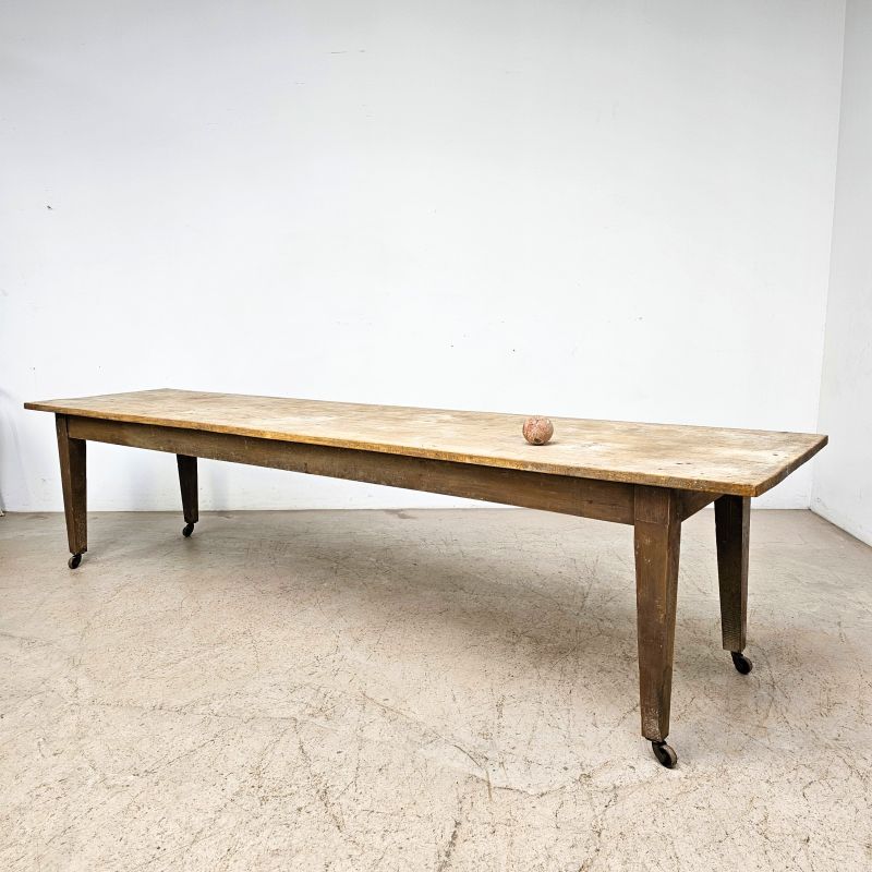 Large workshop table on wheels circa 1900