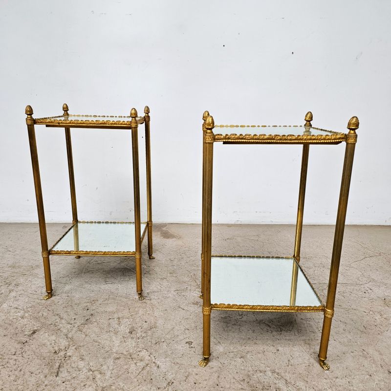 Nice pair of side brass gilded table