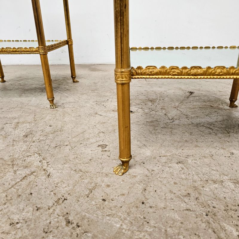 Nice pair of side brass gilded table. Alternate view