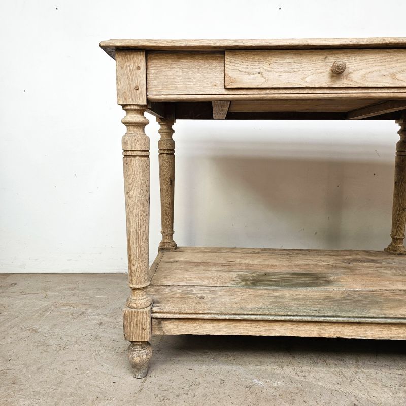 Nice 19th oak bleached draper's table. Alternate view