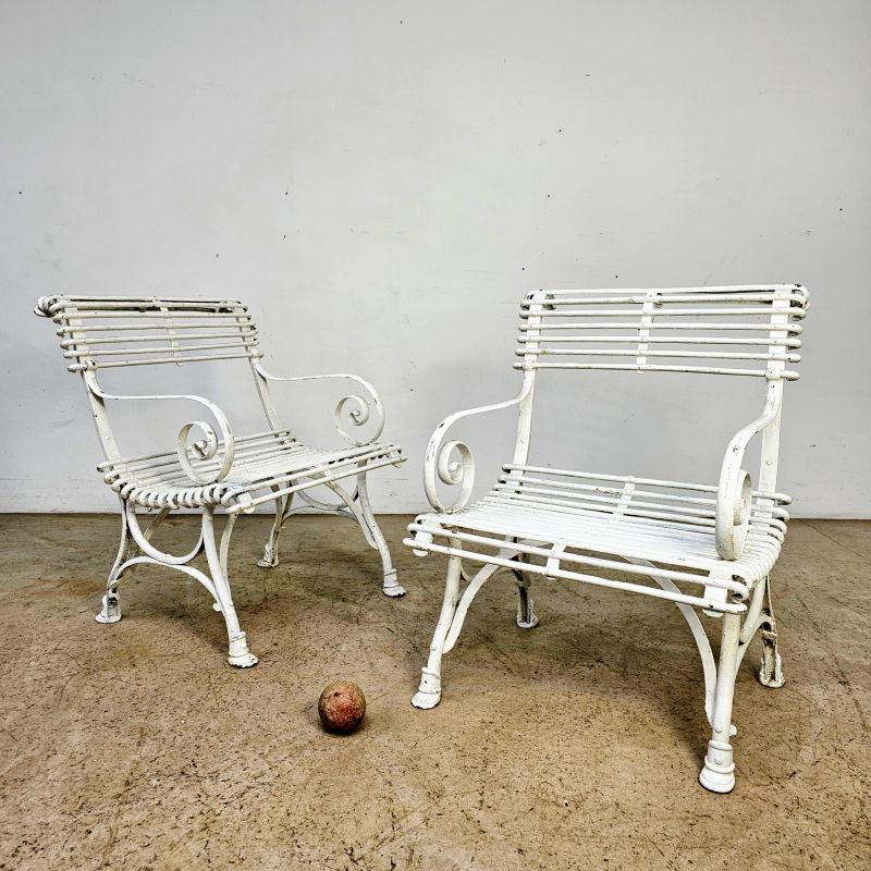 Pair of large Arras garden armchairs 19th
