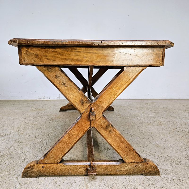 19th century architectural table in walnut. Alternate view