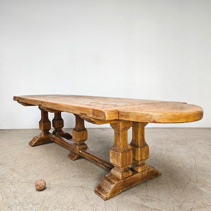 Large oak monastery balusters table.
