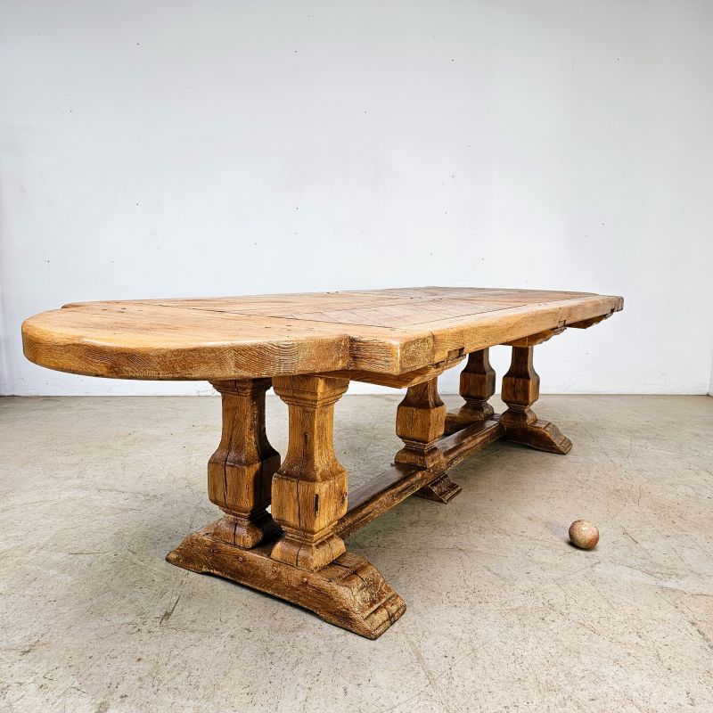 Large oak monastery balusters table.. Alternate view