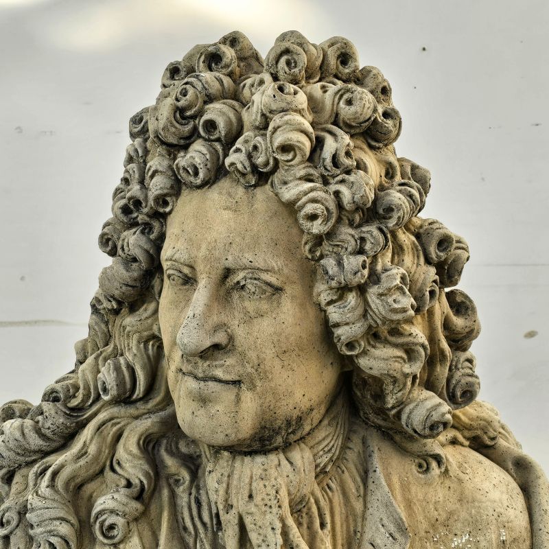 Huge bust of Édouard Colbert in reconstituted stone circa 1980. Alternate view