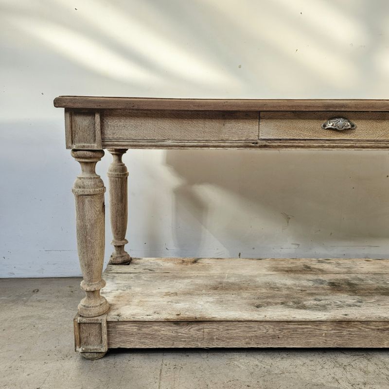 Large oak 19th century draper table. Alternate view