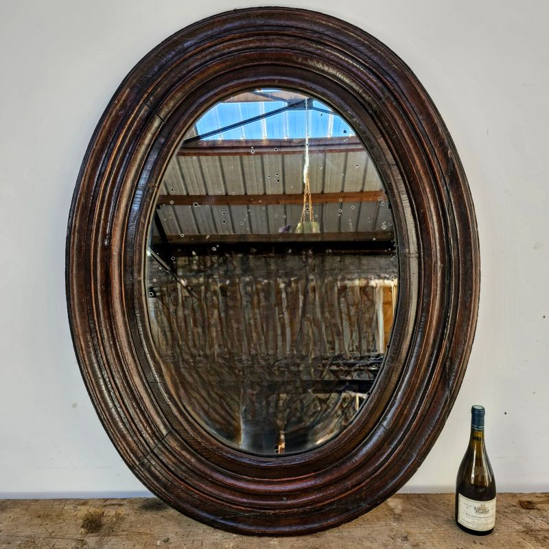 Large 18th century oak mirror with large molding
