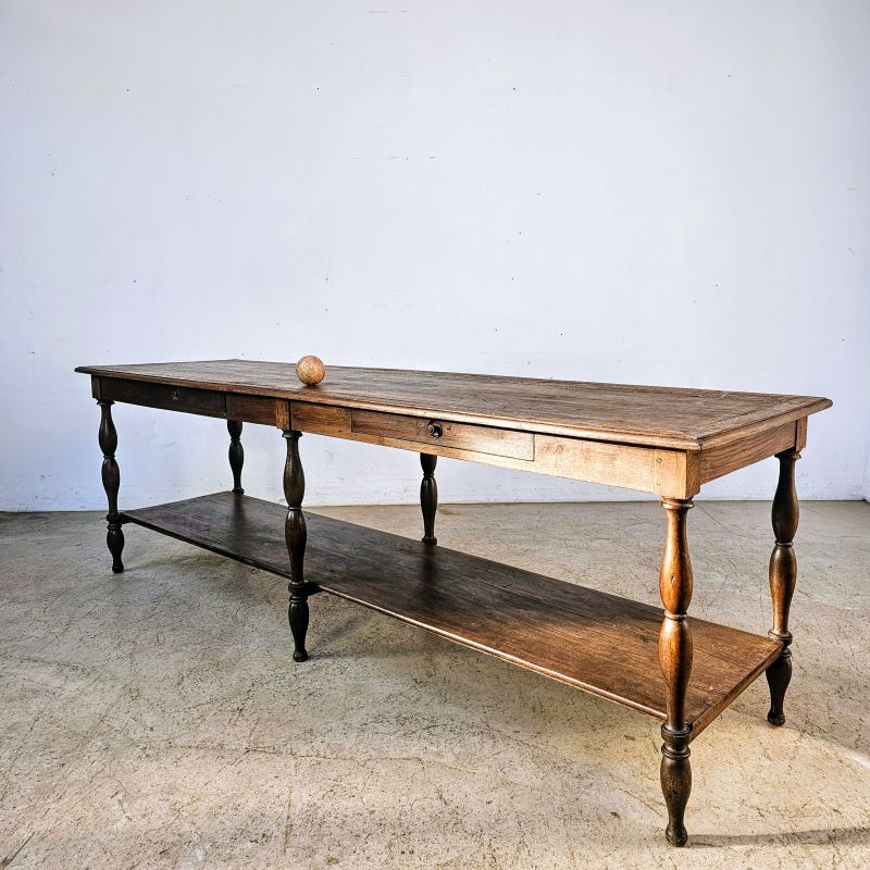 Large 19th century draper's table in oak
