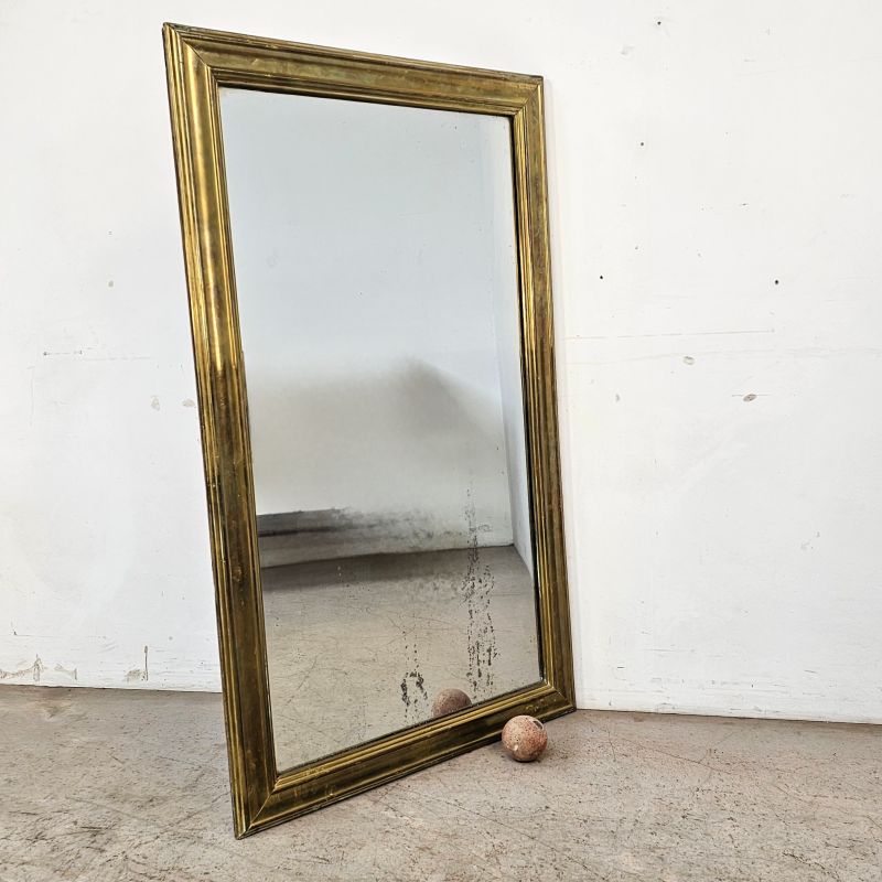 Large 19th century brass bistro mirror