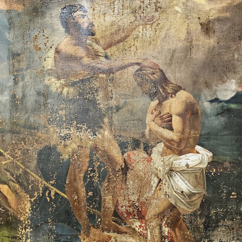 Superb early 19th XXL church canvas. Alternate view