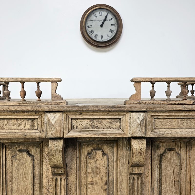 Nice 19th oak shop counter. Alternate view