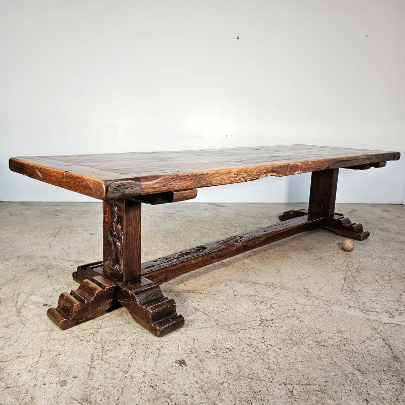 Grande table monastère en chêne vers 1900