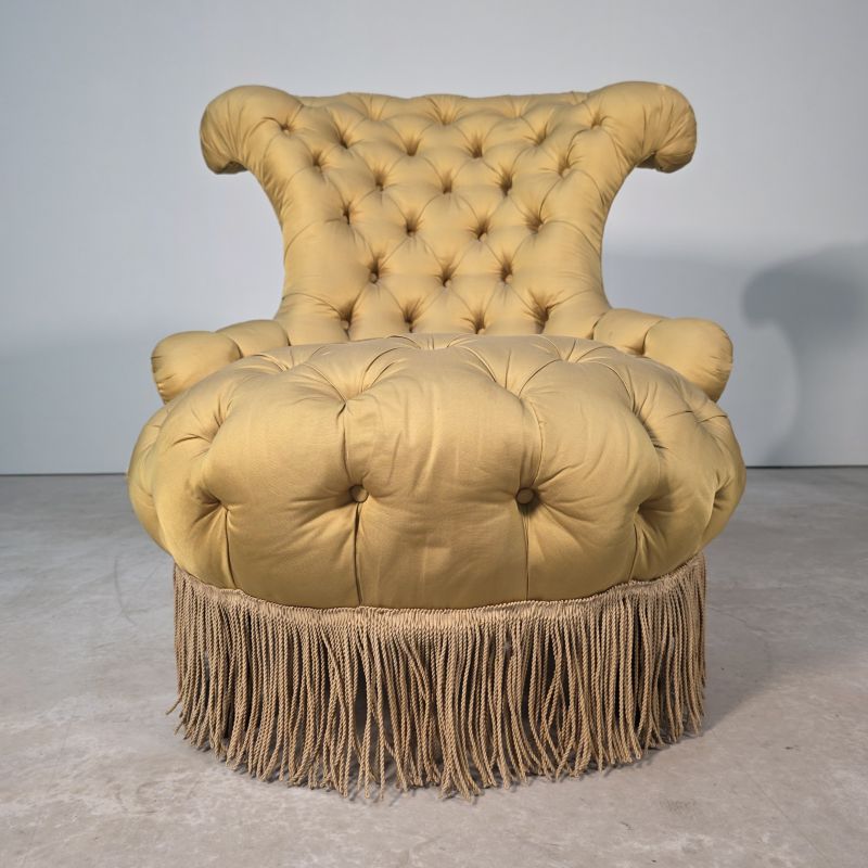 Large pair of Napoleon III armchairs, curved seats.. Alternate view