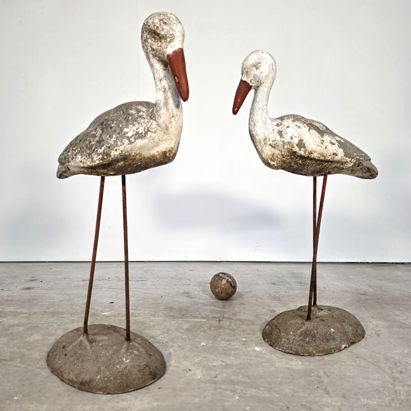 Concrete stork pair