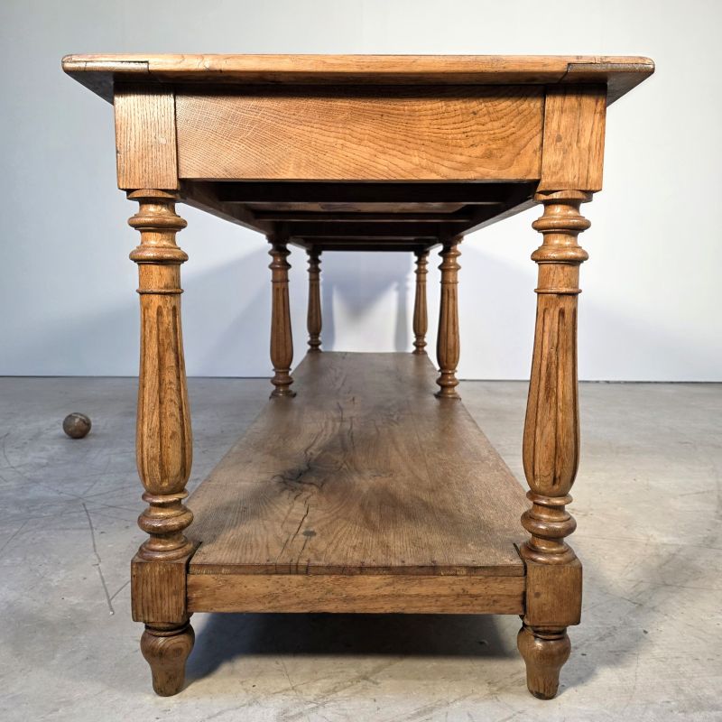 Nice oak draper table circa 1900". Alternate view