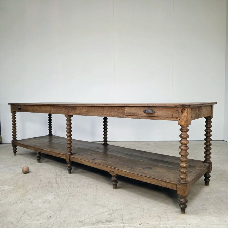 Grande table de drapier fin 19éme en chêne