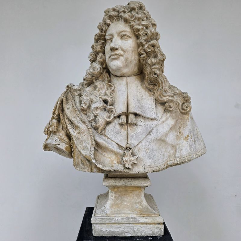 Large plaster 19th by François-Michel Le Tellier, Marquis de Louvois from the national museums. Alternate view