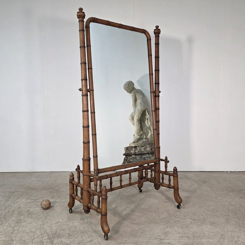 Miroir psyché en faux bambou d'époque Napoléon III
