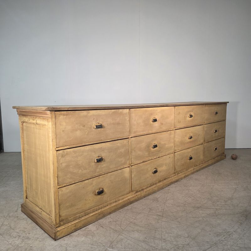 Large painted shop counter drawers, circa 1900