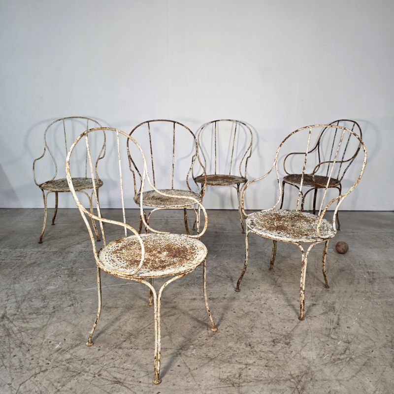 Série de 6 fauteuils de jardin vers 1920