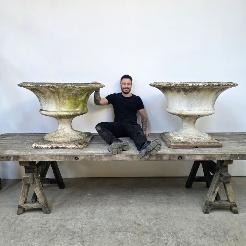 Impressionnante paire de vasques 19ème en fonte