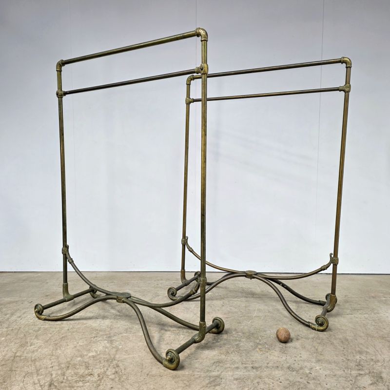Nice pair of Gallery Lafayette Paris brass coat rack circa 1900's