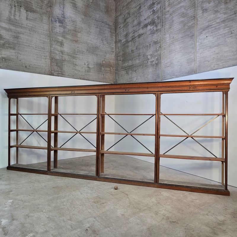 Large pine Napoleon III period shop shelf